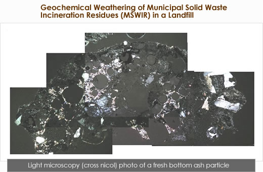 Photograph of incineration residual substances by polarization microscope