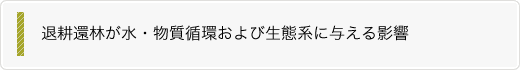 退耕還林が水・物質循環および生態系に与える影響