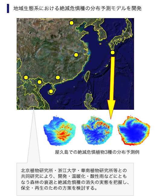 地域生態系における絶滅危惧種の分布予測モデルを開発