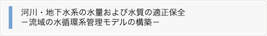 河川・地下水系の水量および水質の適正保全